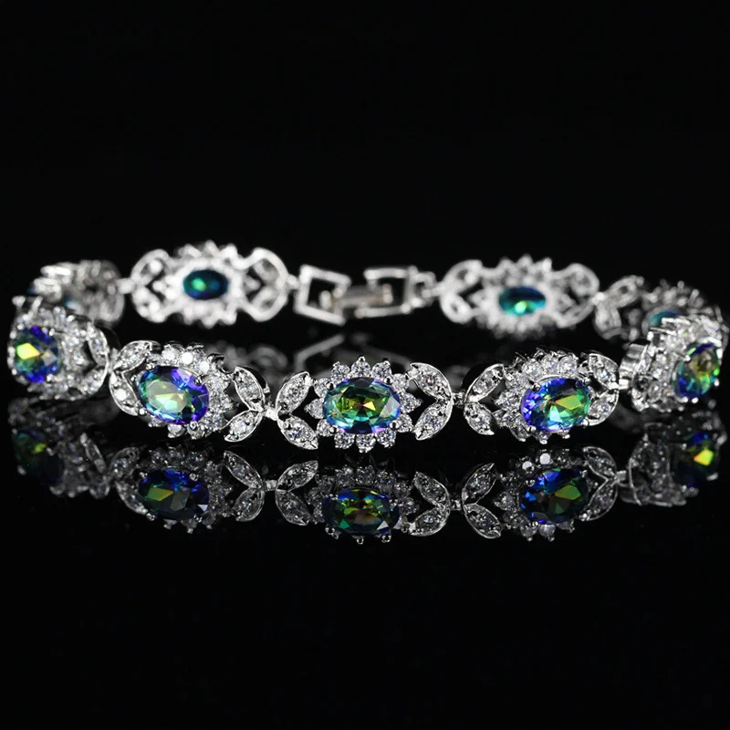 

Platinum AAA Zircon Bracelet S925 Pure Silver Bracelets Bride Wedding Luxury Jewelry For Women