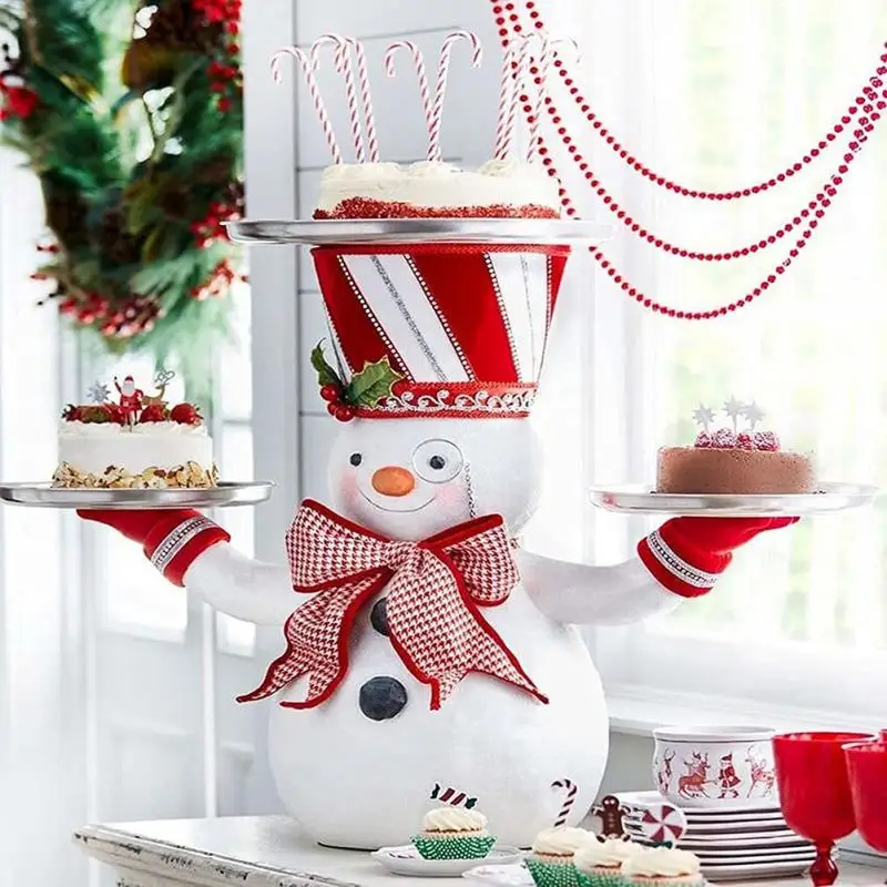 

Christmas Decoration Snowman Santa Claus Snack Fruit Tray Dessert Holder Without Plate Resin Statue For Home New Year 2022