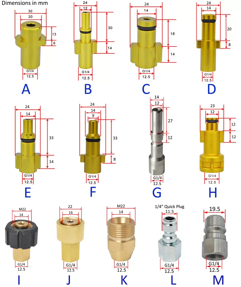 

Suitable for Karcher High Pressure Water Gun Connector Snow Foam Gun Nozzle Adapter Foam Cannon Soap Gun Adapter Accessories