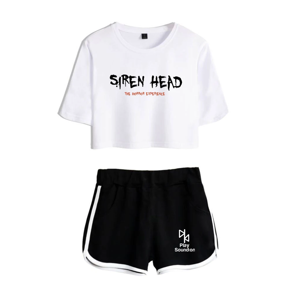 

Hot Sale Siren Head Print Women Two piece Set Fashion Summer Short Sleeve Crop Top+Shorts Casual suit girl Tracksuit two piece