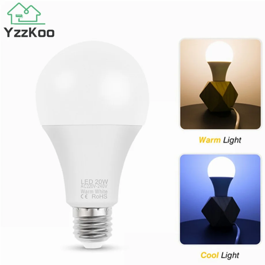 

YzzKoo LED E27 E14 Bulb Light 3W 6W 9W 12W 15W 18W 20W Real Power Light Bulbs AC 220V 240V Spotlight Lampada LED Bombillas Lamp
