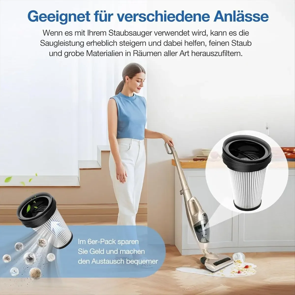 Набор из 6 сменных фильтров A51U для беспроводных ручных пылесосов Grundig VCH9829 VCH9832 VCH9630 VCH9631 VCH9632 2-в-1 (art.: 3920da570bb7b) - 3920da570bb7b
