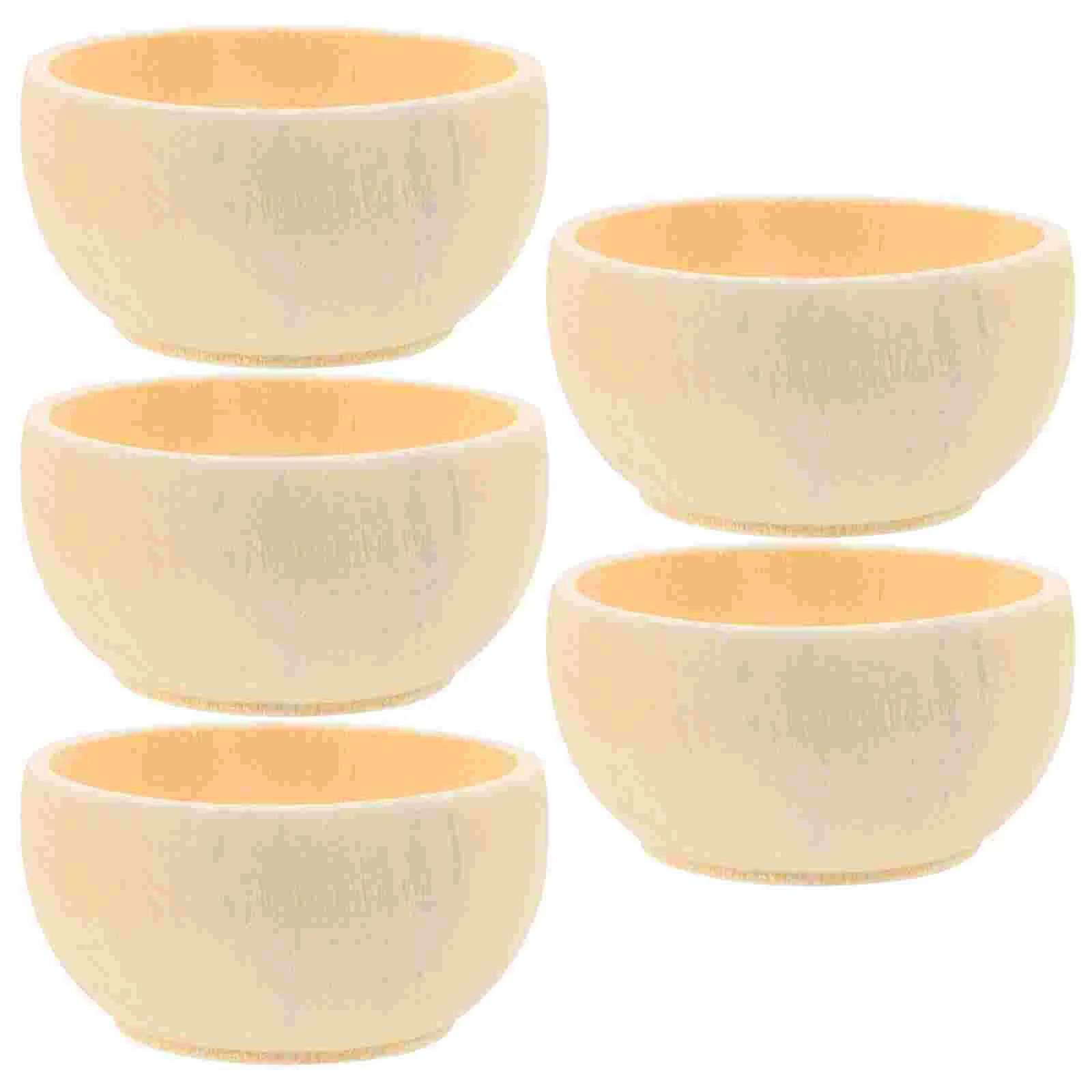 

5 Pcs Wooden Bowl Bowls DIY Decorate Decoration Unfinished Crafts Painting Unpainted Decorative