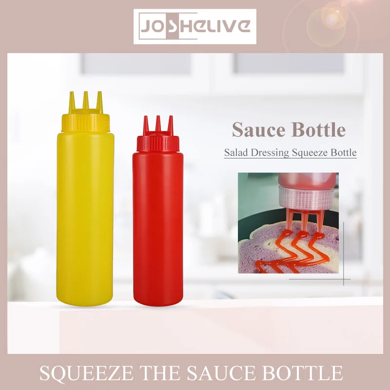 

3-hole Squeeze Condiment Bottles For Ketchup Salad Mustard Mayonnaise Barbecue Hot Sauces Olive Oil Bottles Kitchen Utensils