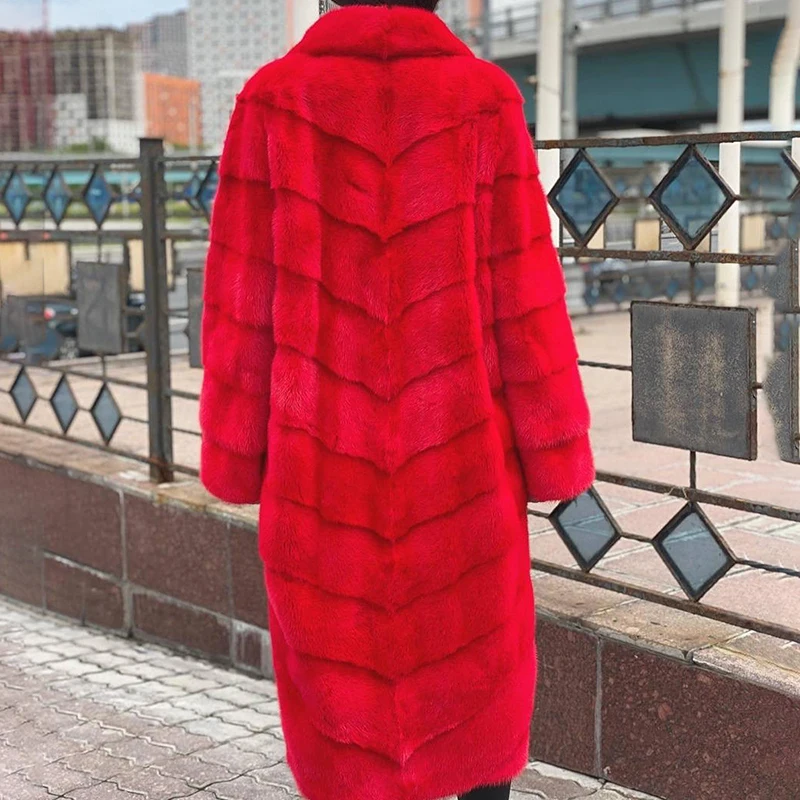 Natural Genuine Mink Fur Coat Women Simple Cozy Outertwear Lady Autumn Winter New Solid Real Mink Fur Long Jacket Female