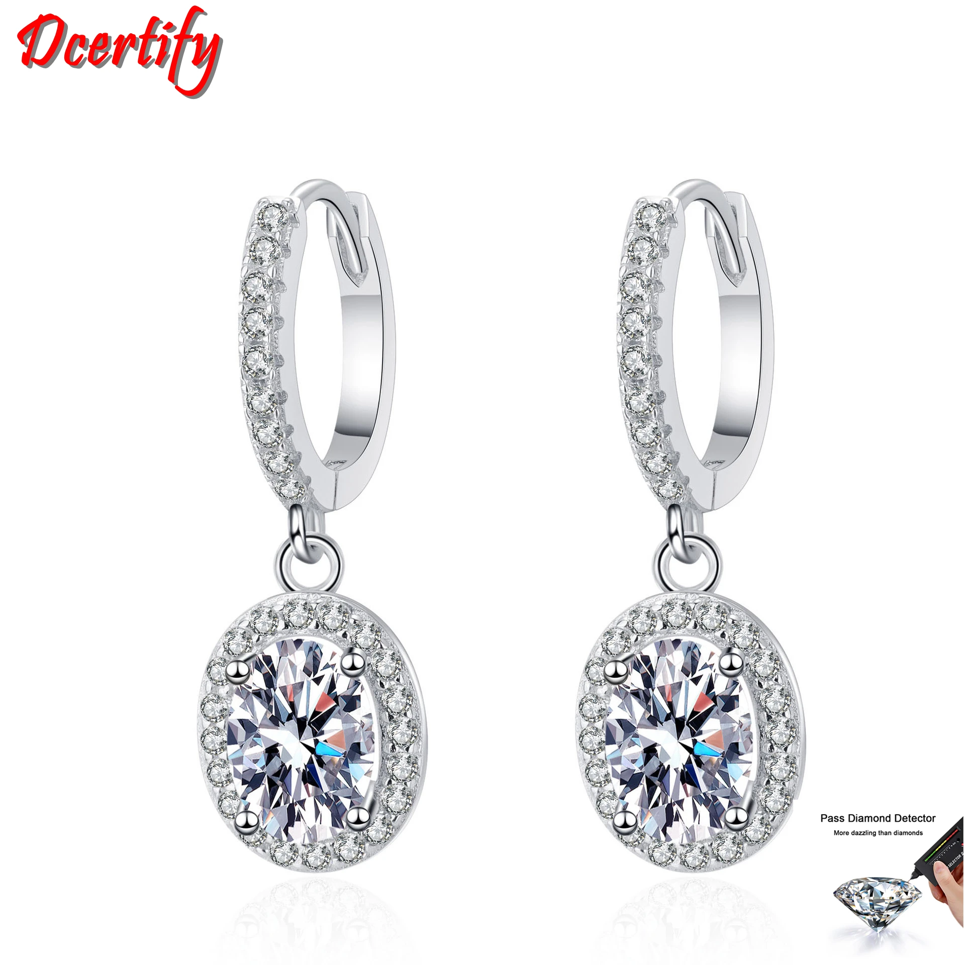 

Pass Diamond Test 1CT/Piece Egg Shape Moissanite Drop Earrings Original White Gold 10K Hook Earrings Beautiful Gold Ear Jewelry