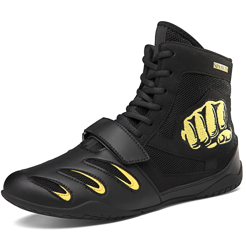 Men's/Women's Wrestling Shoes Men's Training Shoes Non Slip Outsole Lace Up Boots Men's Comprehensive Professional Boxing Shoes