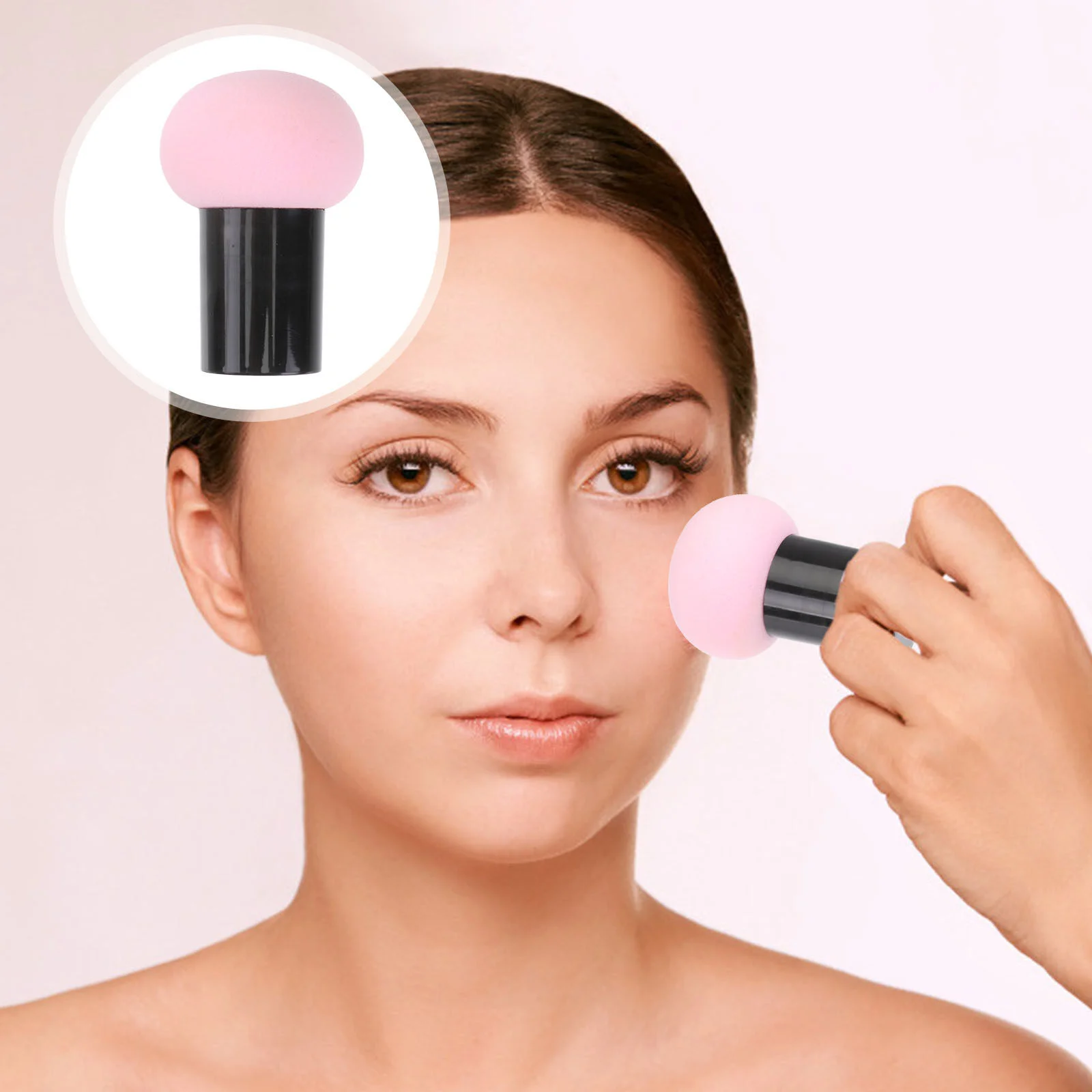 

3 Pcs Beauty Sponges Makeup Handle Mushroom Head Puff Seal Shape Applicator 6X4.1cm
