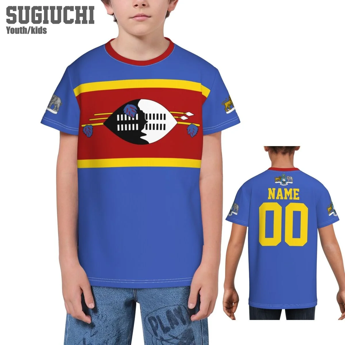 Пользовательское имя номер флаг Эсвини эмблема 3D футболки для детей молодежные