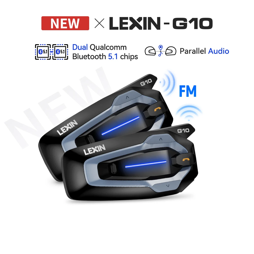 Фото НОВИНКА: Мотоциклетная гарнитура NEW-LEXIN G10, интерком для 8 райдеров с двойной связью Qualcomm Bluetooth 5.1, параллельная аудиосвязь и воспроизведение музыки. №1