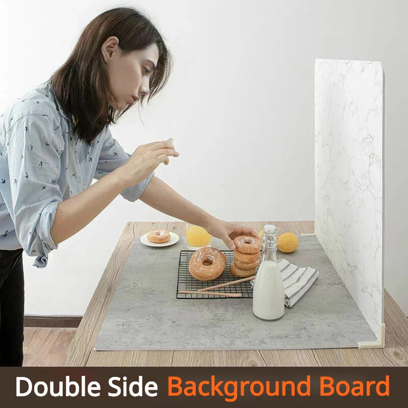 

2-Side 60cm Photography Marbling Backdrop Product Jewelry Shooting Background Wood Grain Waterproof Backdrops Board Studio Photo