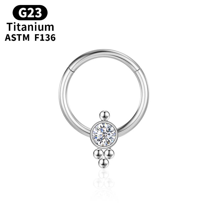 

Piercings Titanium Helix Septum Nose Ring Hoop G23 Women Tragus Clicker Cartilage Industrial Zircon Hinge Segment Jewelry Labret