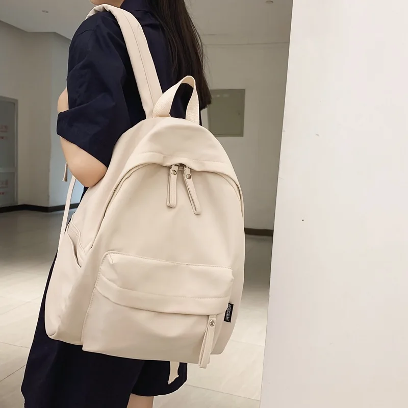 

Women Backpack Solid Color Simple Nylon School Bag For Teenage Girls Cute Student Travel Bookbag Trend College Style Backpack