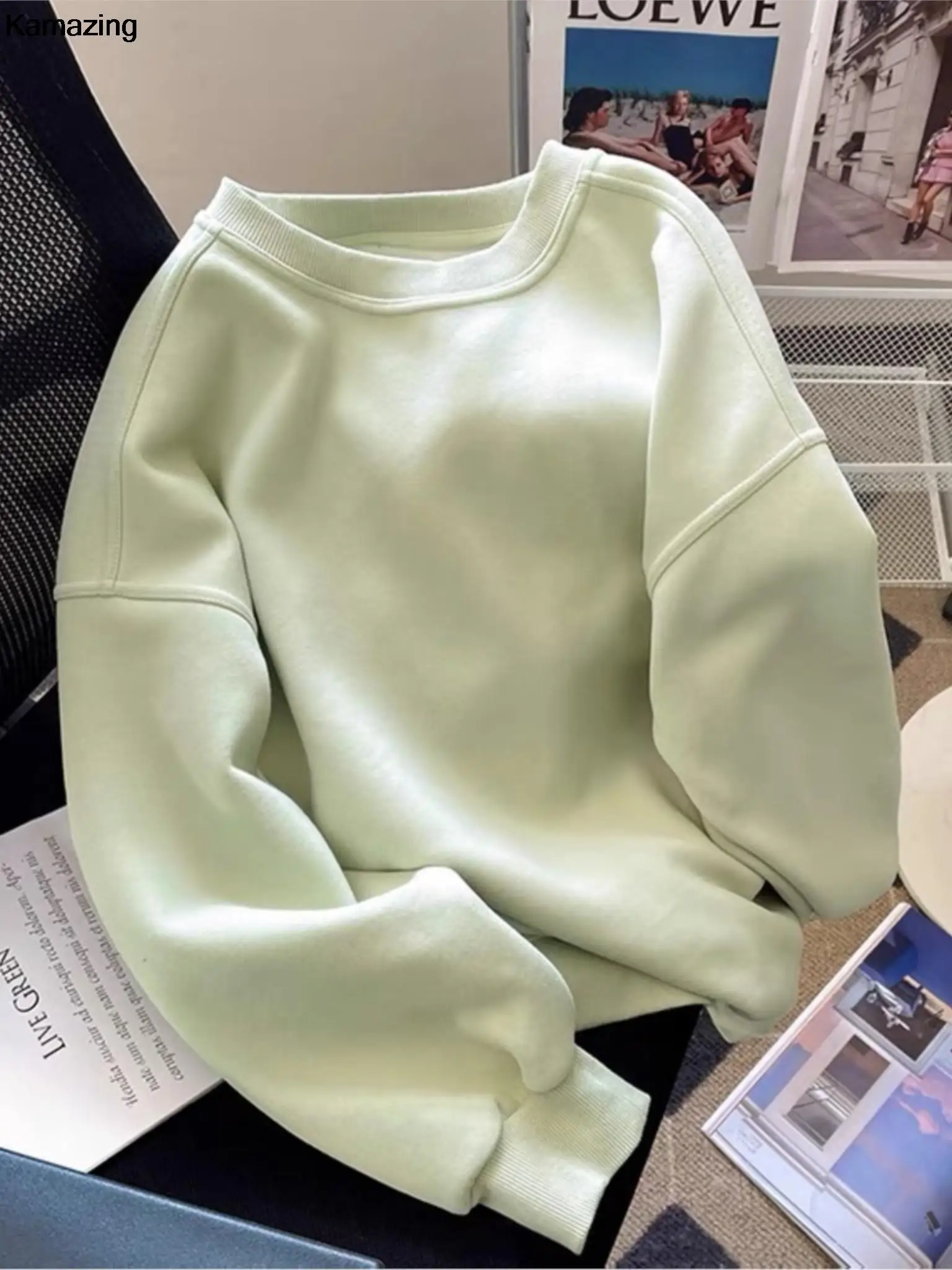 

Женские повседневные свободные пуловеры, Осенние Новые однотонные минималистичные свитера с длинным рукавом, женский зимний топ, зеленая одежда 2023