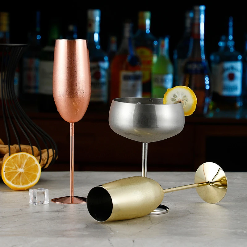 

Champagne Glasses Stainless Steel Household Goblet Drinkware Red Wine Cocktail Standing Cup KTV Bar Creative Metal Utensils