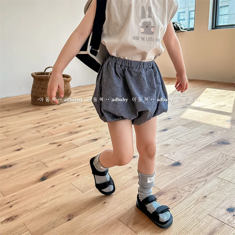 

2023 Summer New Baby Girls Loose Denim Shorts Children Solid Casual Shorts Fashion Boys Jeans Toddler Bread Pants Kids Clothes
