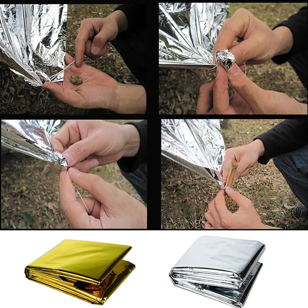 Emergency Blanket Outdoor Survive First Aid Military Rescue Kit Windproof Waterproof Foil Thermal for Camping Hiking | Спорт и