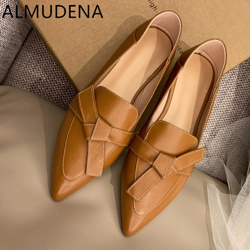 

Туфли женские из натуральной кожи, с острым носком, на плоской подошве