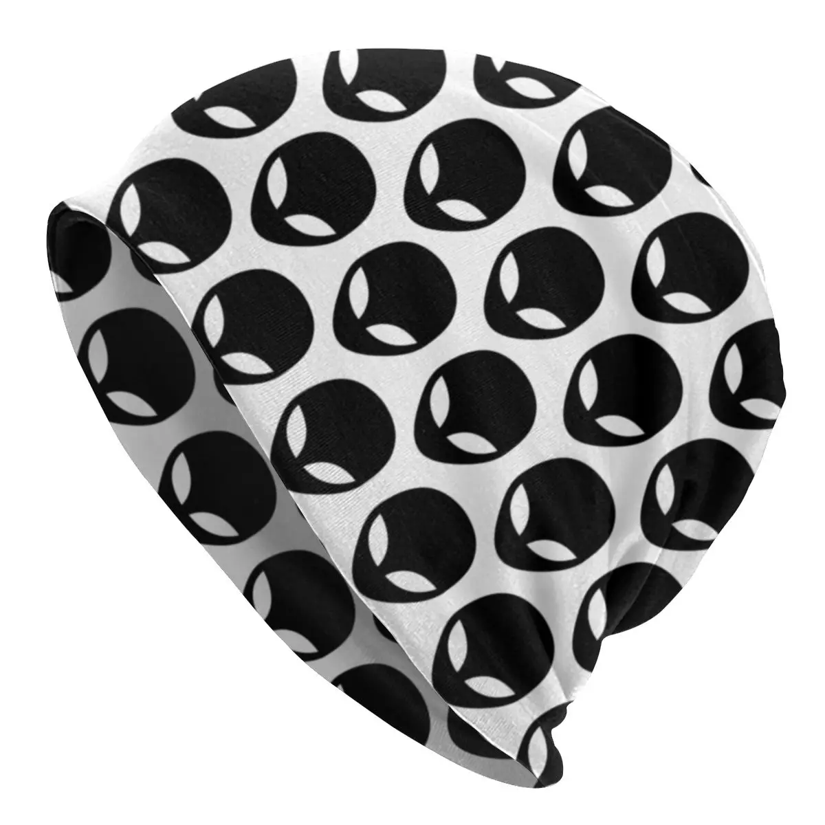 

Black And White Roswell Aliens Science Fiction Pattern Art Winter Warm Bonnet Femme Knitted Hats Beanie Cap Outdoor Beanies Caps