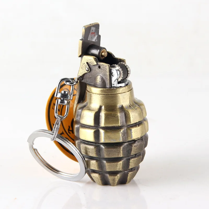 

"Grenade Shape Gas Lighter Inflatable Fashion Cigarette Metal Lighters Windproof Smoking Grinding Wheel Lighter Outdoor Tools Gr