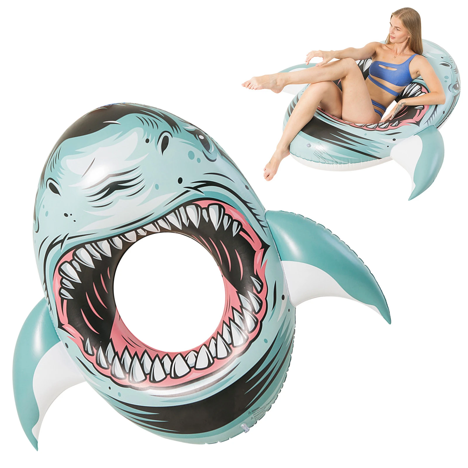 

Inflatable Pool Float Inflatables Ride-on Pool Party Raft Lounge Tube Toys Shark Pool Floats For Adults Kids Toddlers Water Fun