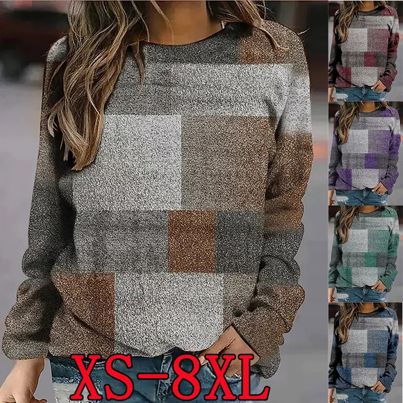 

Женский пуловер с длинным рукавом и круглым вырезом, Осень-зима