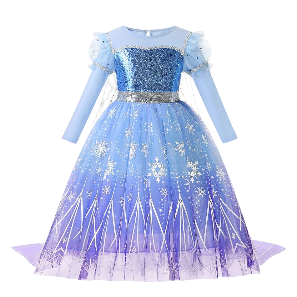 Disney Frozen Elsa Anna Princess Dress Girls Halloween Carnival Clothing Party Kids Cosplay Snow Queen Children Outfit Costume images - 6