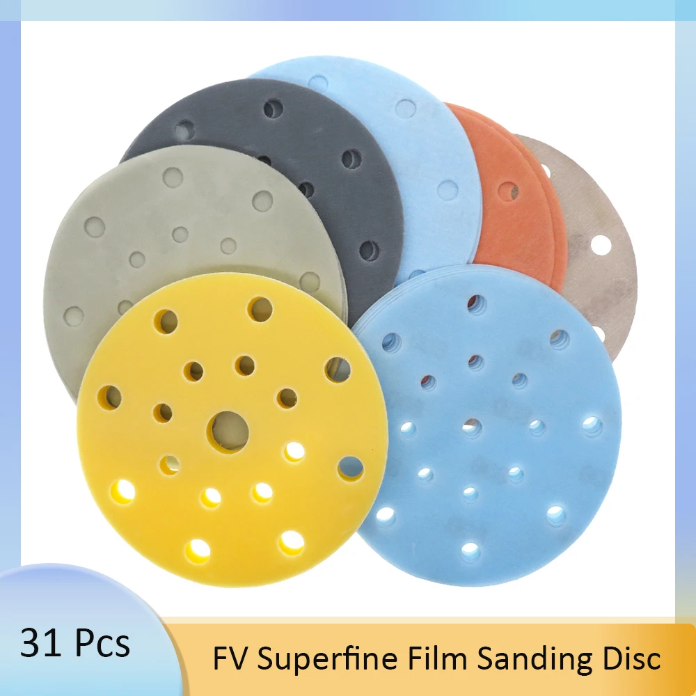 6Inch FV Superfine Film Sanding Disc with Interface Pad Soft Waterproof Sandpaper for Wet/Dry Automotive Paint Sanding