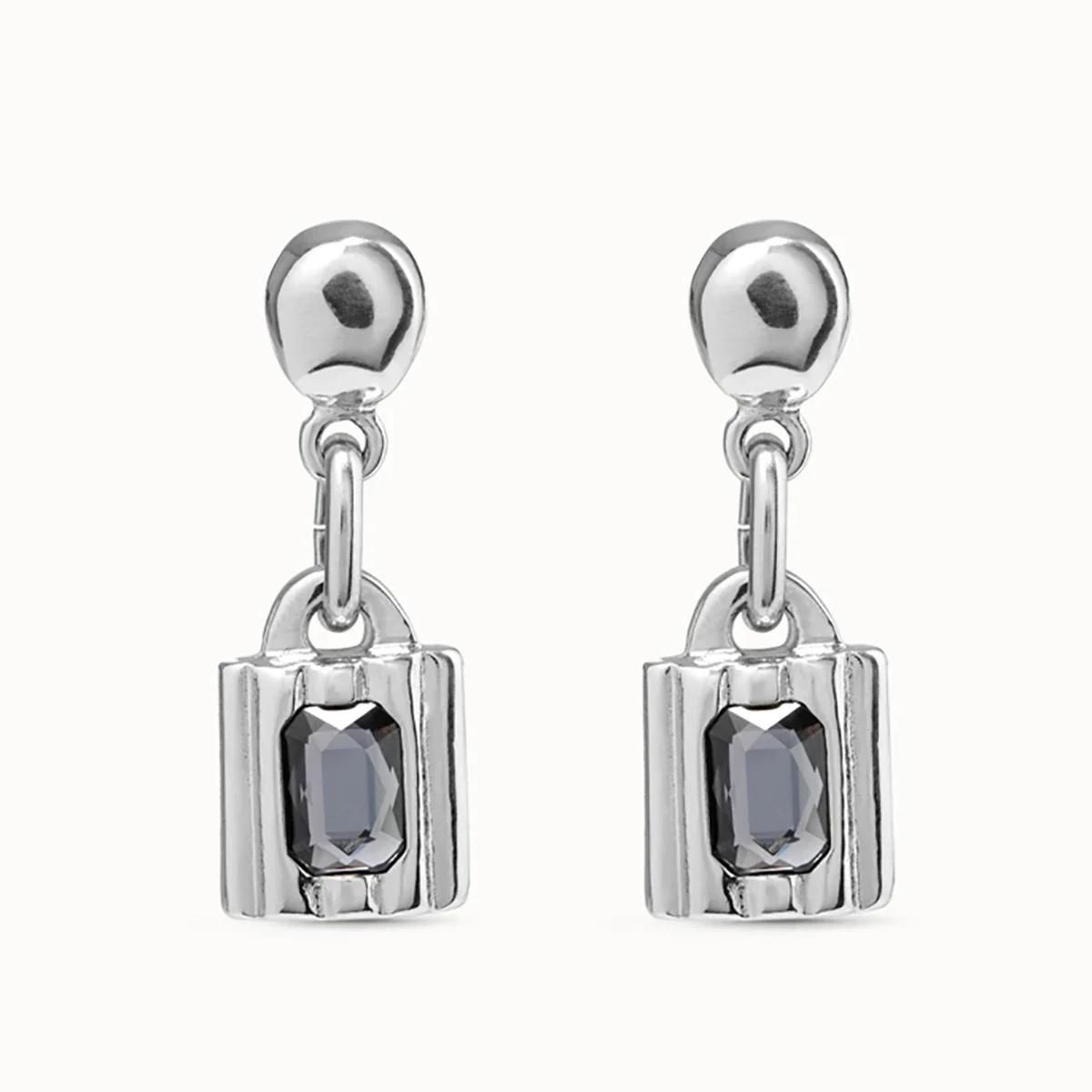 Серьги S925de50 с серебряным замком и серым кристаллом оригинальные украшения