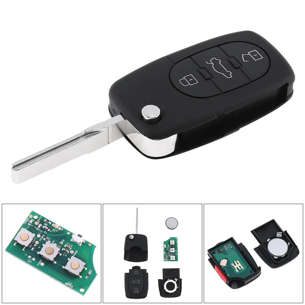 

3 Buttons Uncut Remote Car Key Entry Remote Control Fob 4D0837231E for Audi- A4 A6 A8 Quattro- Allroad S4 S6 S8 RS6 TT Cabriolet