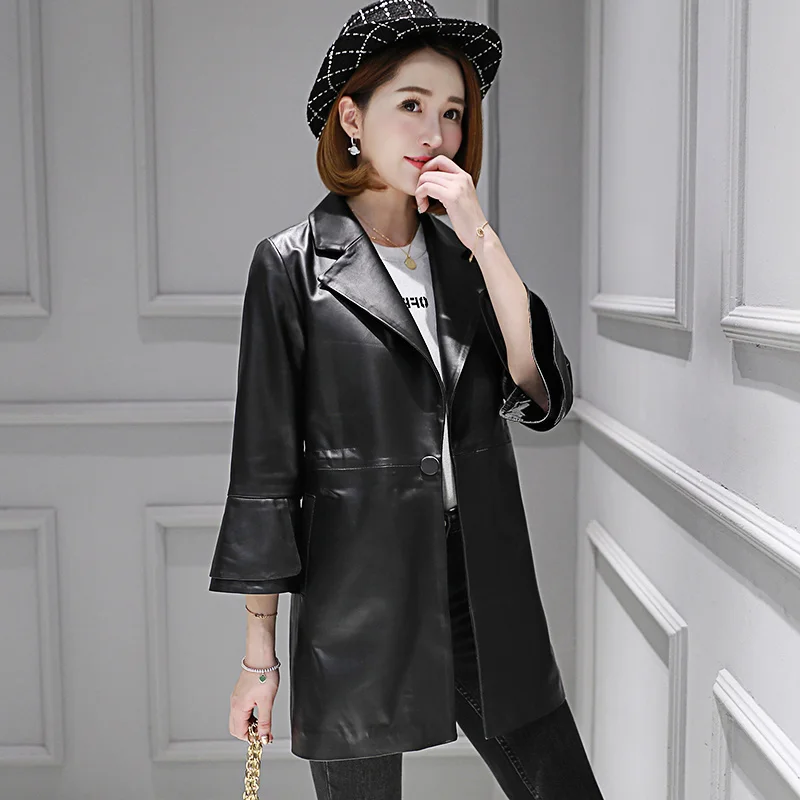 

2023Leather jacket,Autumn Jacket Women Sheepskin Coat Genuine Leather Jacket Women Spring Korean Fashion Long Elegant Women Coat