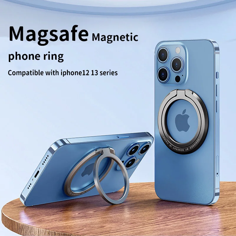 

Magnetic Cell Phone Ring Holder Compatible Mag Safe Removable Cell Phone Grip Kickstand For iPhone 14 Series 12 Mini 13 Pro Max