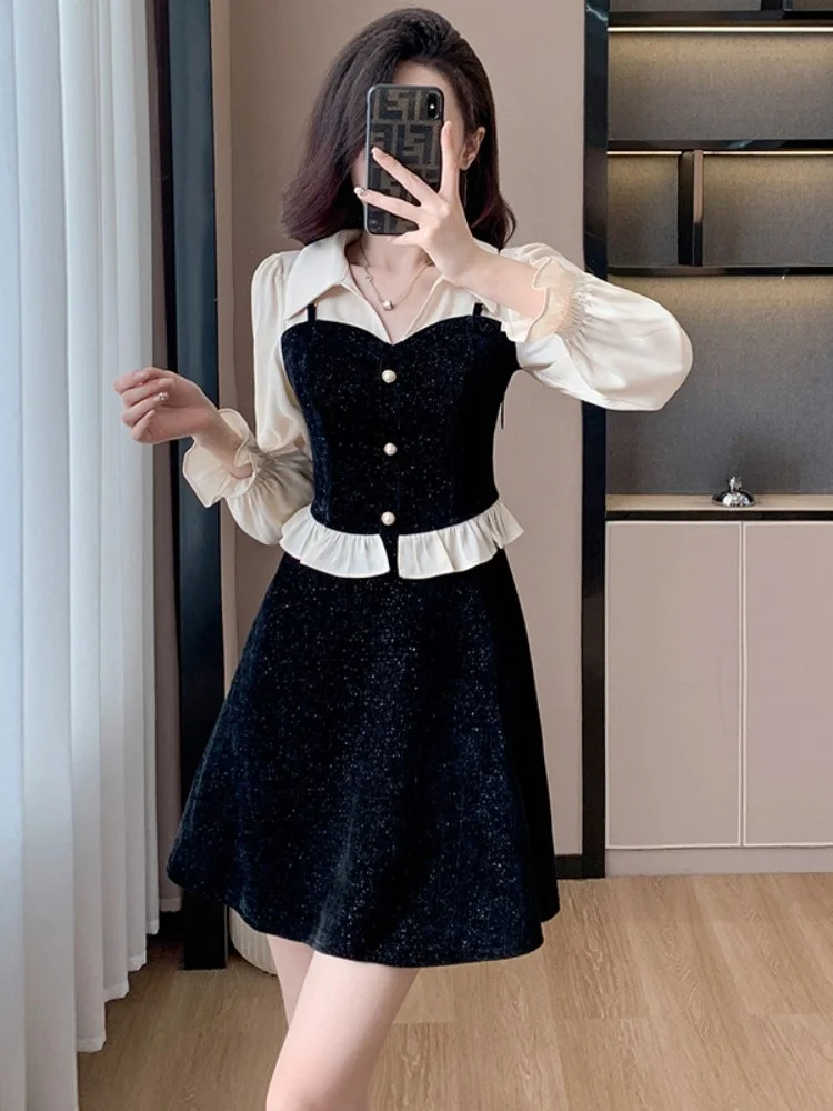 Шикарные уникальные рубашки из двух предметов лоскутное платье женское