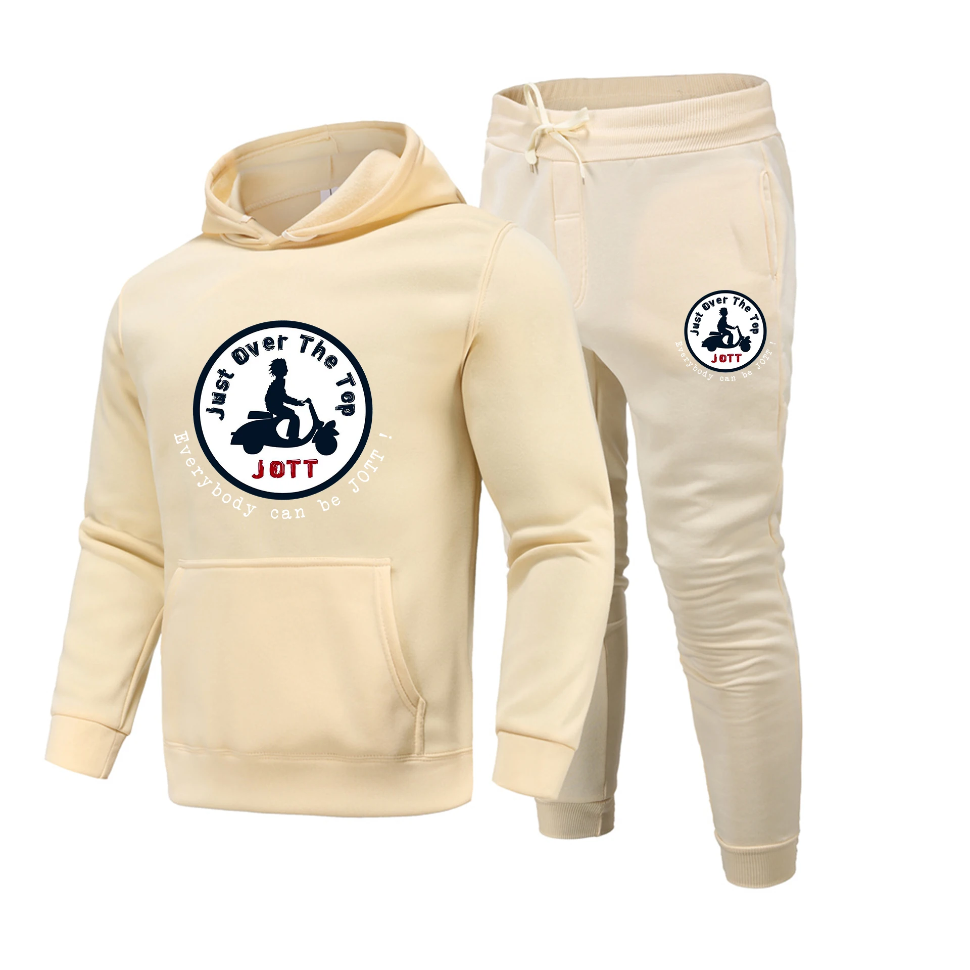 

2022 Autumn and winter new JOTT printed hooded sweater pants two-piece men's casual sports comfortable trend suit