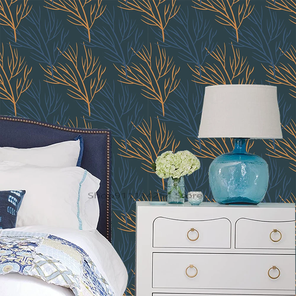 

Decoration Wallpaper Peel and Stick Wallpaper Blue Wallpaper Modern leaf Removable Self Adhesive Wallpaper 3d