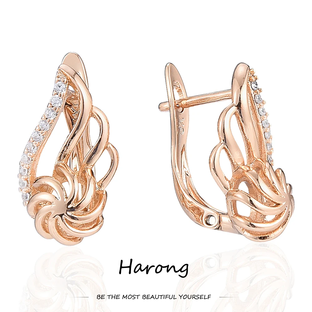 

Harong Flower Crystal Copper Earrings Aesthetic Women Girls Fashion Jewelry Accessories Stud Earrings Gifts Newest