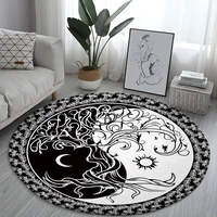 black white tree of life round rugs fortune tree sofa rug home living room bedroom bathroom floor mats print decorate carpet