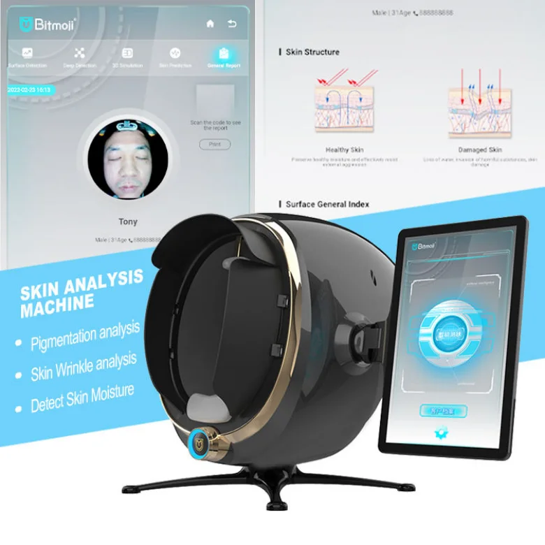 

Skin Diagnosis Bitmoji Max Ai Smart 3D Detector 8 Spectrum Analyzer Face Analysis Machine Facial Scanner Analyzer 3D Visia Moji