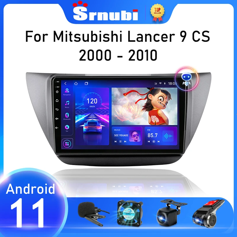 Srnubi for Mitsubishi Lancer 9 CS 2000 - 2010 Android 11 Car Radio Multimedia Player 2 Din GPS Carplay Stereo DVD Speakers 2din