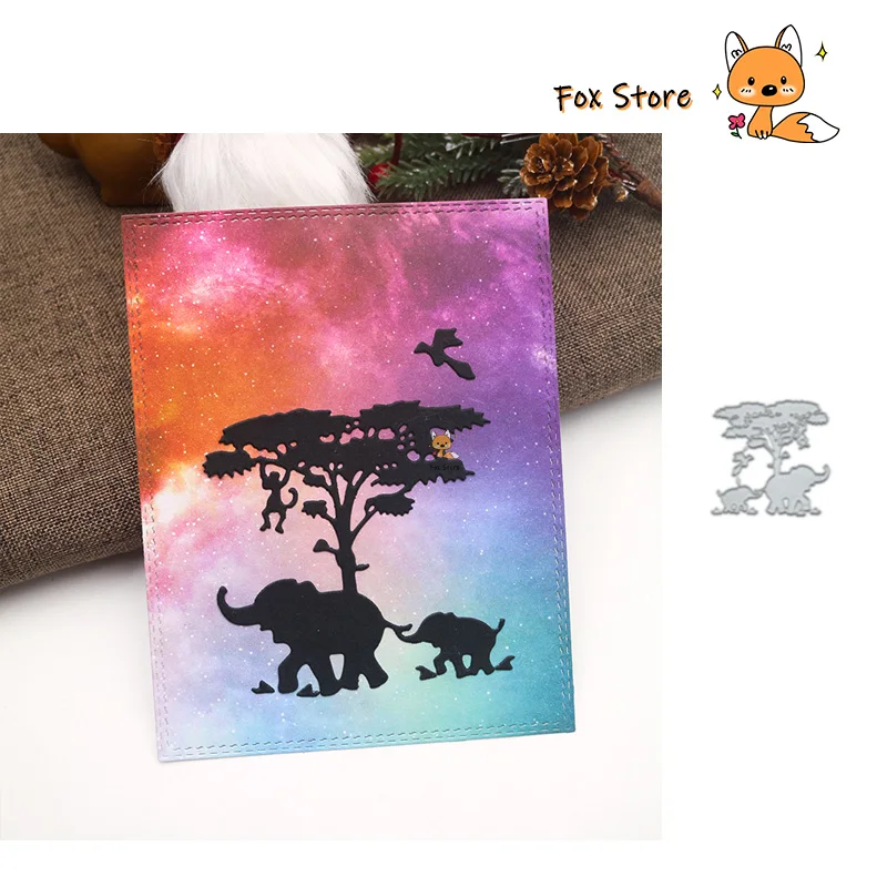 

Металлические Вырубные штампы в виде слона и дерева для рукоделия, скрапбукинга, декоративных открыток, вырубные штампы, трафареты для тиснения, шаблоны, форма