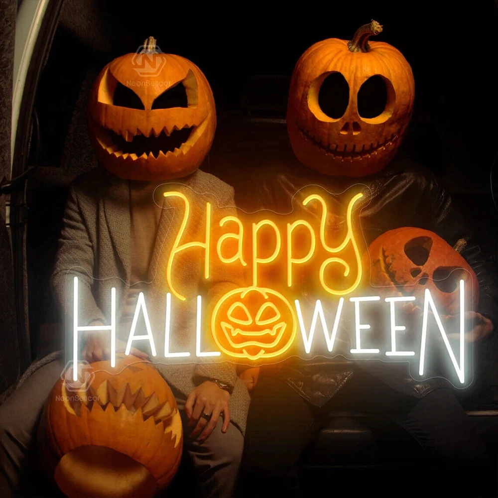 Happy Halloween Pumpkins LED Neon Signs Halloween Party Beautifully Decorated Ambiance Night Lights Family Outdoor Decor 20