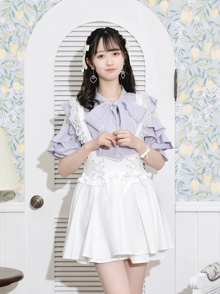 Женская кружевная рубашка с коротким рукавом