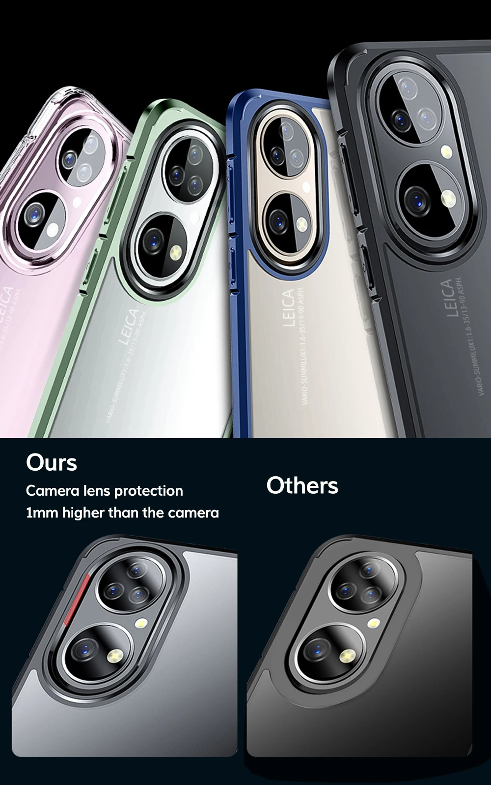 Najtaniej UFLAXE Odporny Na Wstrząsy Twardy Futerał Do Huawei P50 / P50 Pro WLONS Niemcy Bayer 4K HD Krystalicznie Czysta Tylna Pokrywa Anty-żółta Obudowa