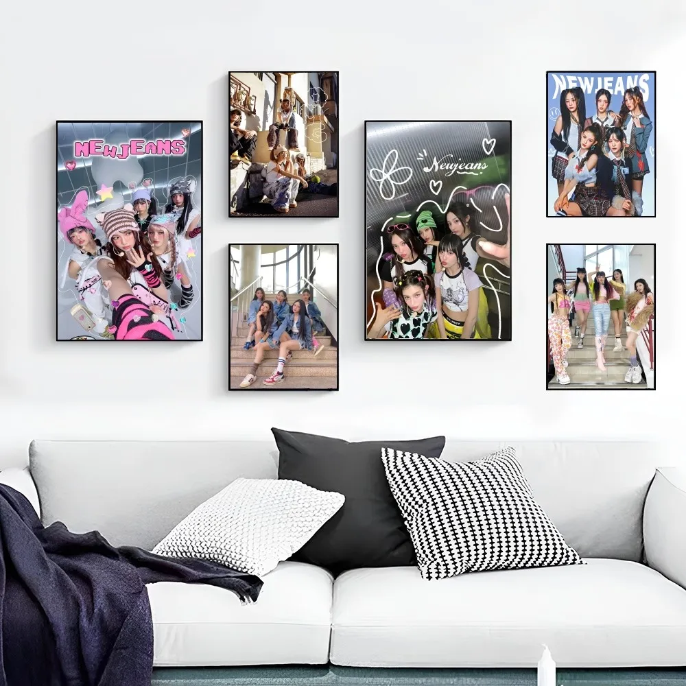 Kpop N-Newjeans классические постеры с фильмами винтажные наклейки для декора комнаты