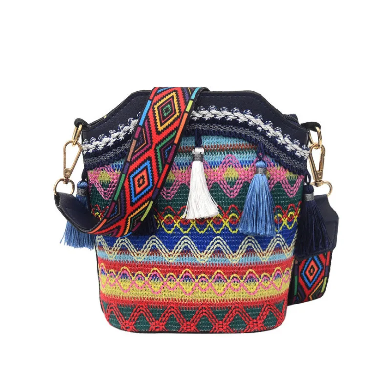 

Vintage National Women's Bag Tassel Ethnic Handwoven Crossbody Bag Hippie Sling Shoulder Bags For Ladies Small Handbag 4 Colors