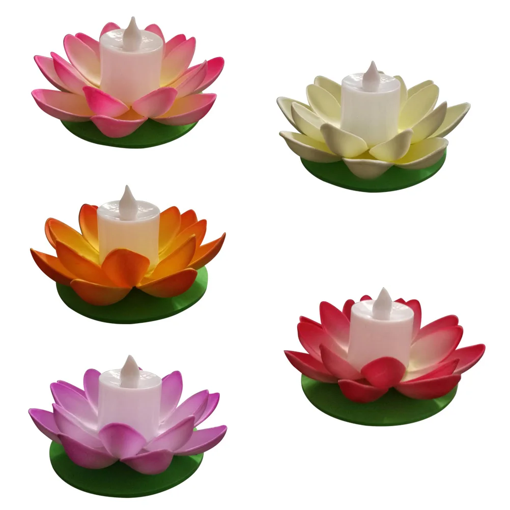 

5pcs 11.5cm LED Floating Lotus Lantern Wishing Water Lily Artificial Candle Flower Lanterns Pool Decor for Festival Party