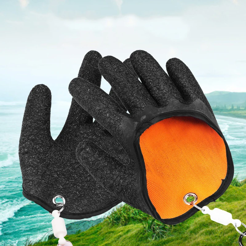 

MNFT 1Pcs Fishing Catching Gloves Protect Hand from Puncture Scrapes Fisherman Professional Catch Fish and with Magnet Release