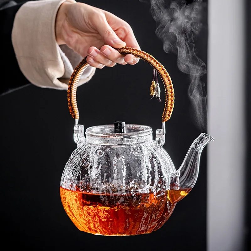 

800ml Beam Lifting Pot Steaming Tea Glass Black Tea Teapot High Temperature Resistant Open Fire Tea Set Household