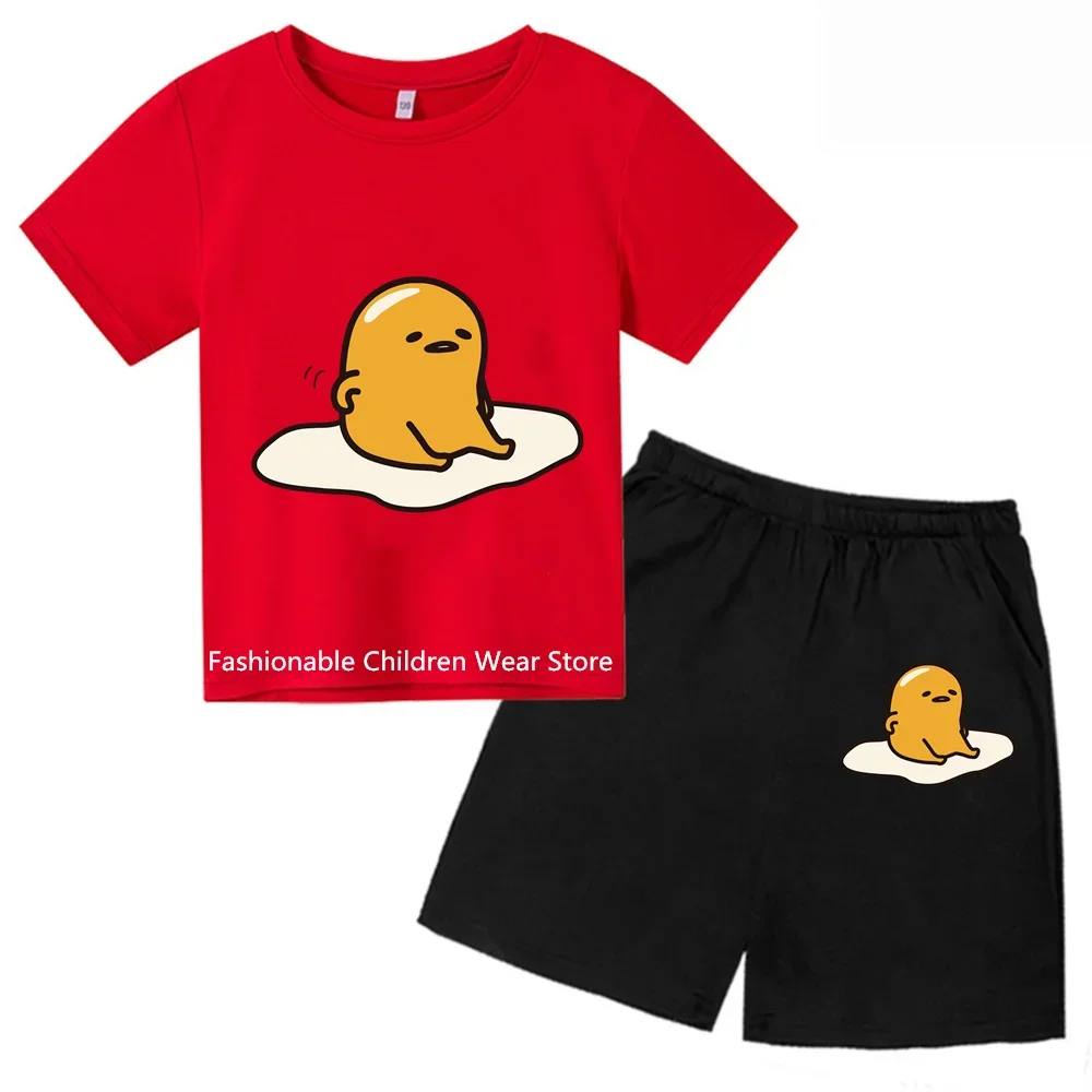 Gudetama 2024 модная коллекция с коротким рукавом-комплекты футболок для мальчиков и