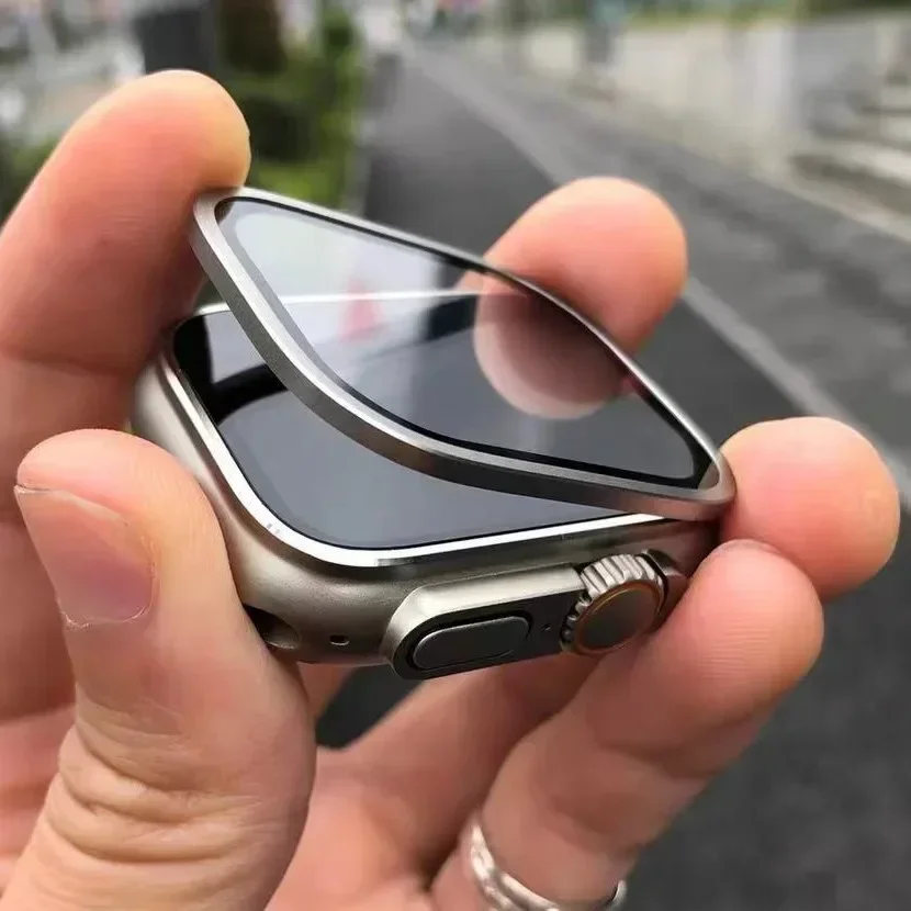 Закаленное стекло для Apple Watch Ultra 49 мм титановая металлическая рамка пленка против